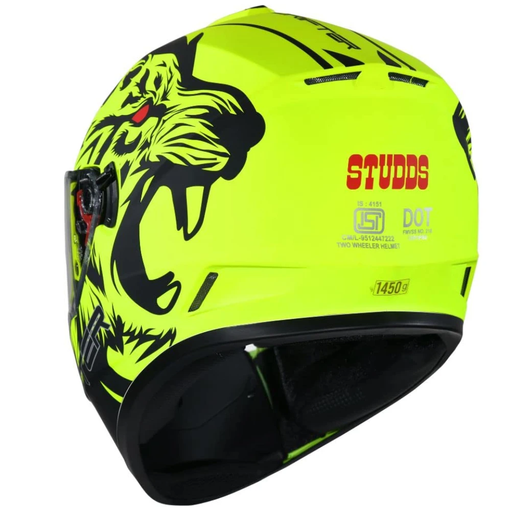 Studds Drifter Full Face Helmet Matt Yellow N9, Size: M(57-58cm)