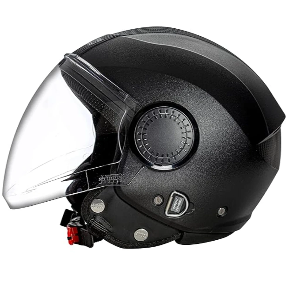 Studds Urban Black with Black Strip Open Face Helmet (L)