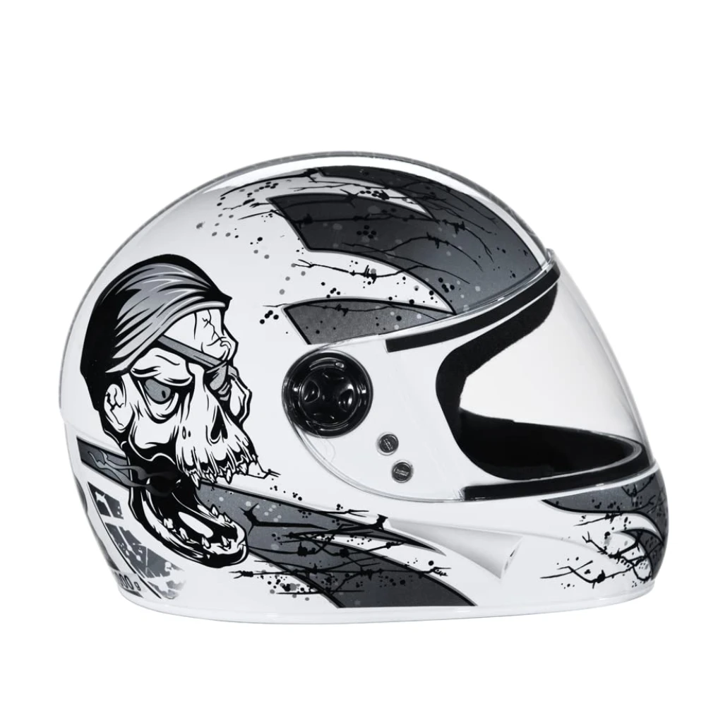 Studds Chrome Super D3 Full Face Helmet (White and Grey, M)