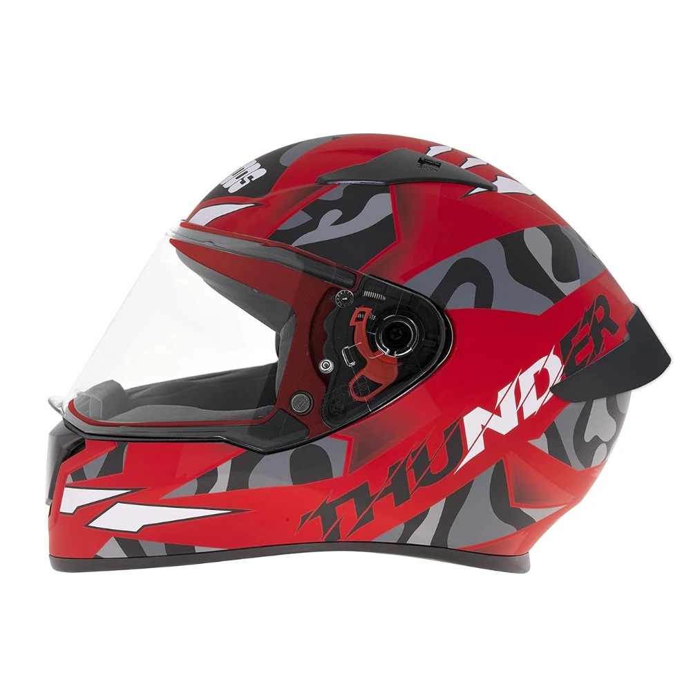 Studds ThunderD7 ISI and DOT Certified Full Face Graphic Helmet for Men and Women with Clear Visor (Matt Red N9, XL)