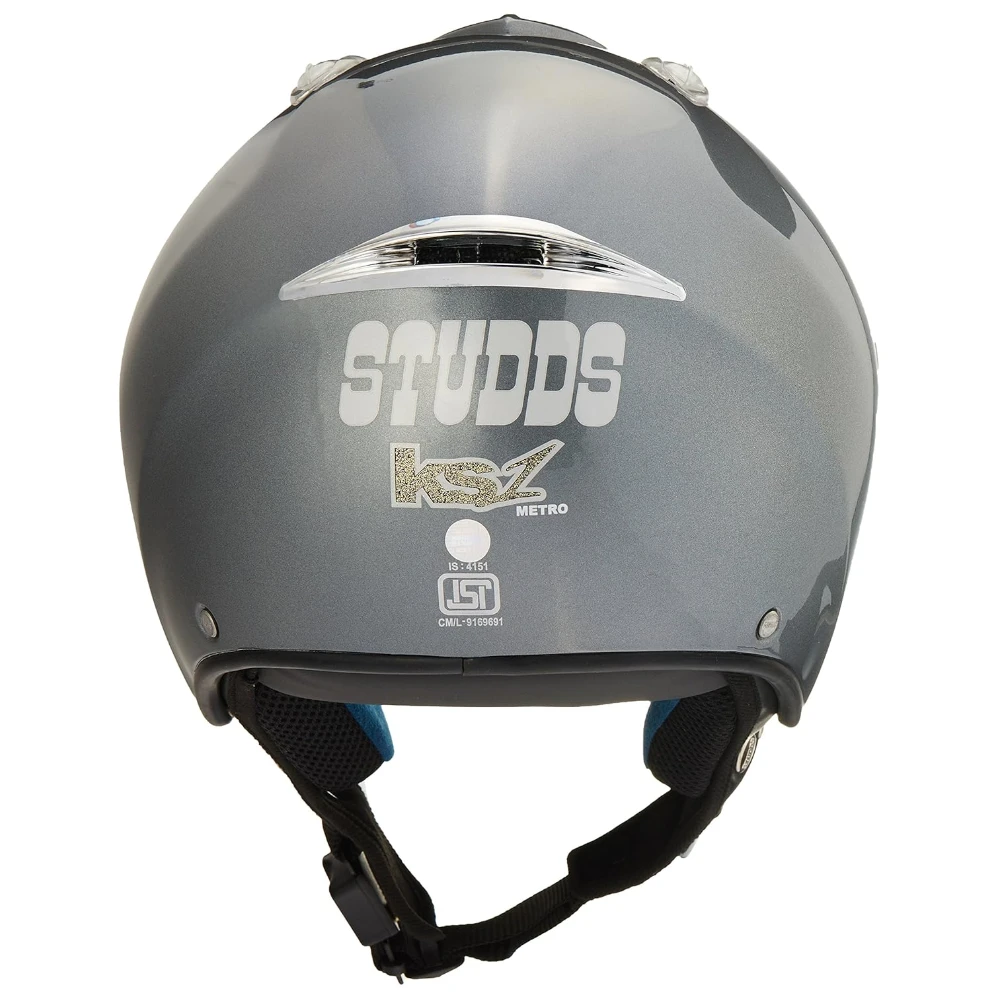 Studds KS-1 Metro Open Face Helmet (Silver and Grey, M)