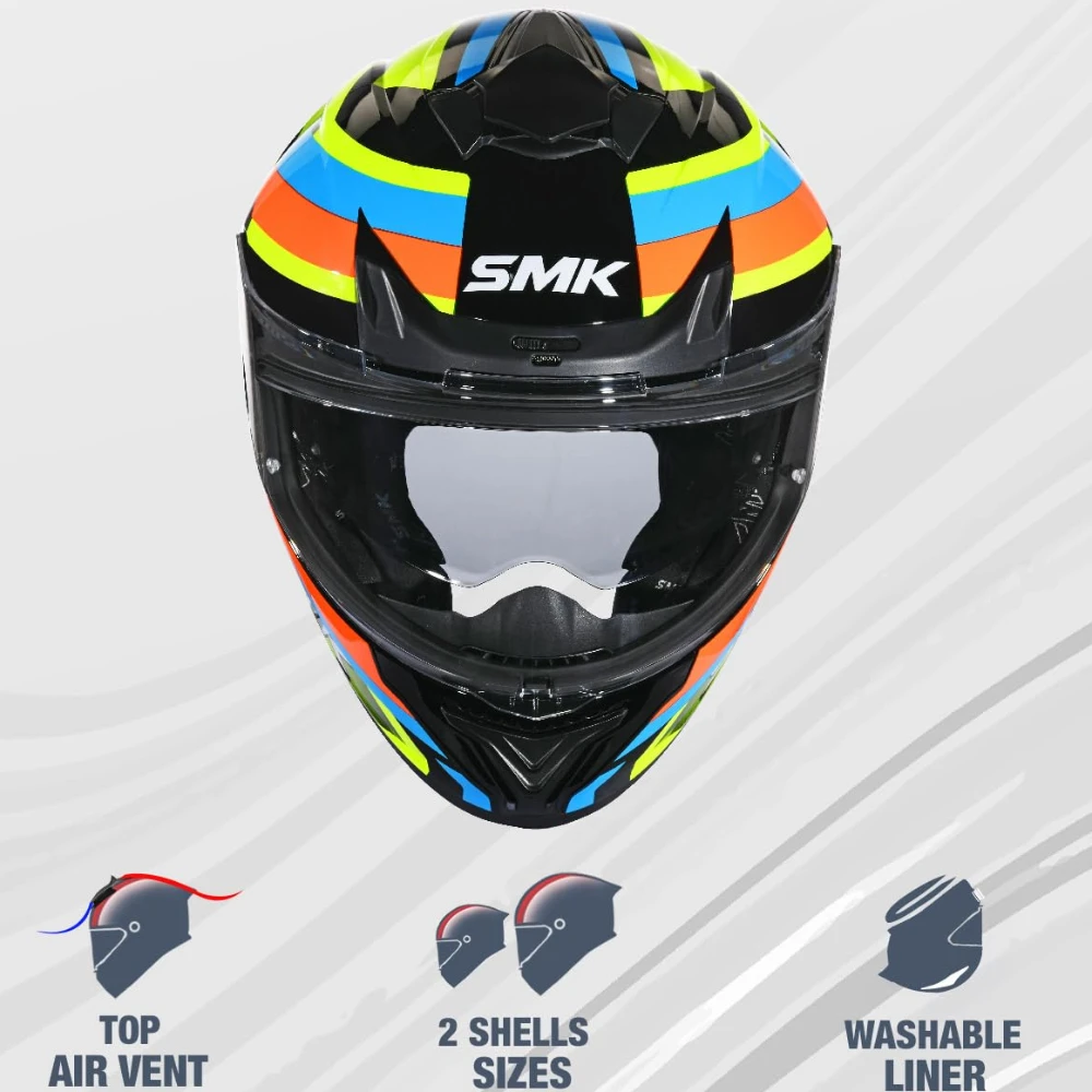 SMK Typhoon Freeride ISI ECE & DOT Certified Full Face Dual Visor Helmet for Men and Women with Pinlock Fitted Clear Visor and Inner Sun Visor ( GL245 - 2XL )