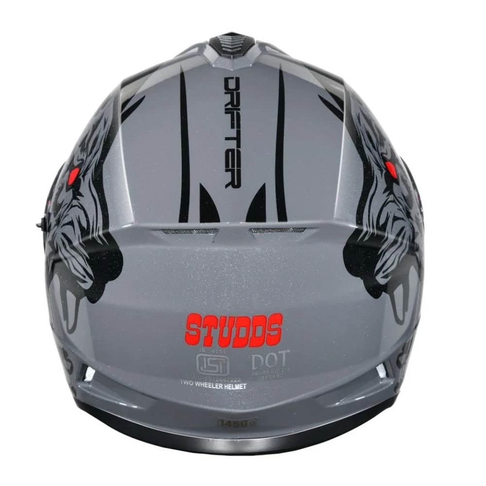 Studds Drifter Full Face Helmet Grey N9, Size: XL(60 cm)