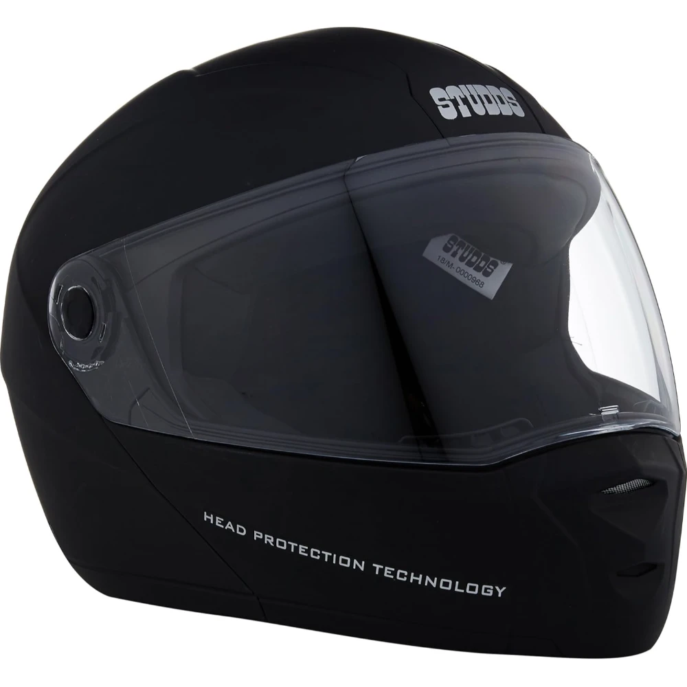 STUDDS Ninja Elite SUPER Flip Up Full Face Helmet (Matt Black, Medium)