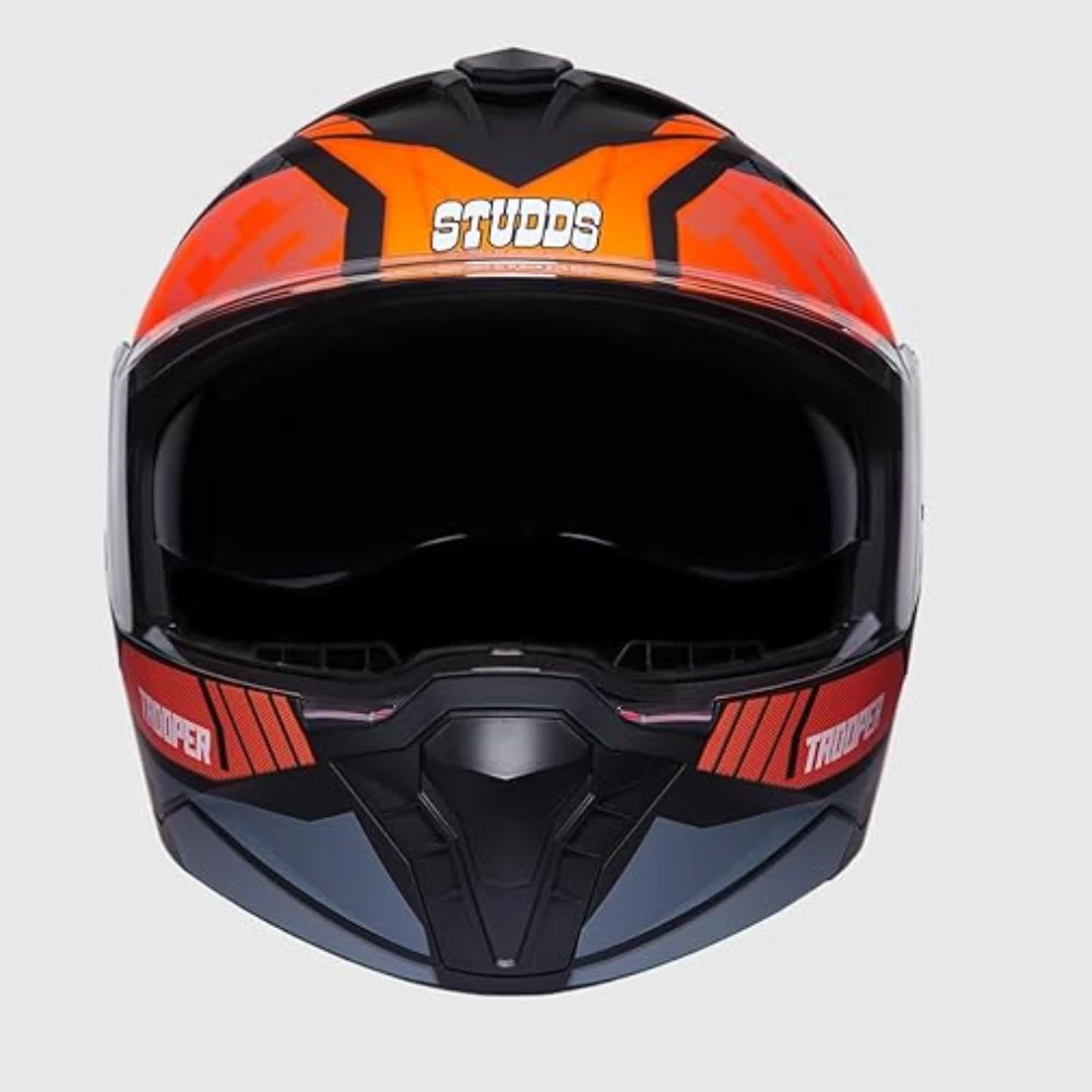 STUDDS Trooper DV D1 ISI and DOT Certified Gloss Finish Flip-up Full Face Helmet for Men and Women with Inner Sun Visor (Matt Black N8/M)