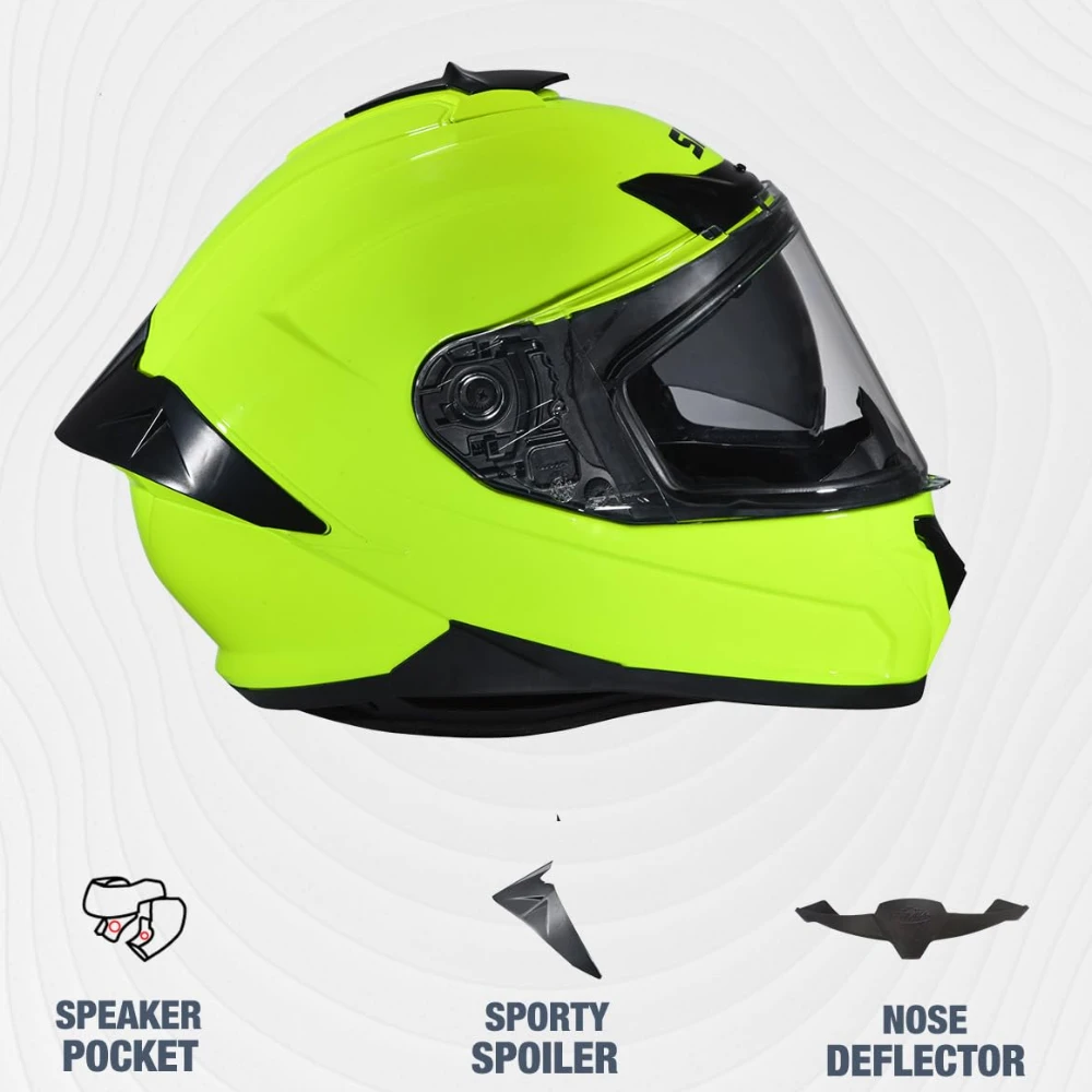 SMK Typhoon Solid ISI ECE & DOT Certified Full Face Dual Visor Helmet for Men and Women with Pinlock Fitted Clear Visor and Inner Sun Visor