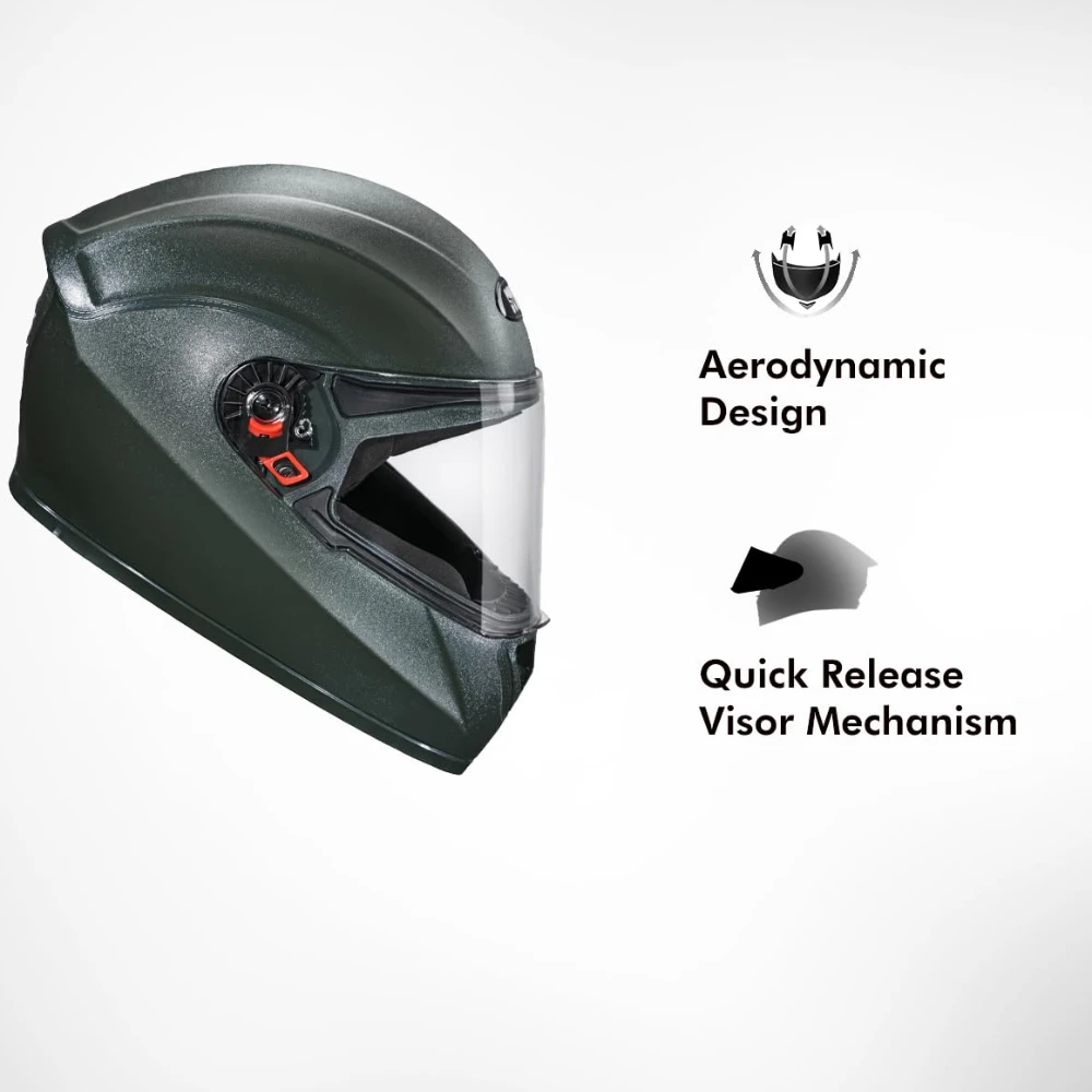 STUDDS Crest Eco ISI Certified Full Face Helmet for Men and Women with Clear Visor