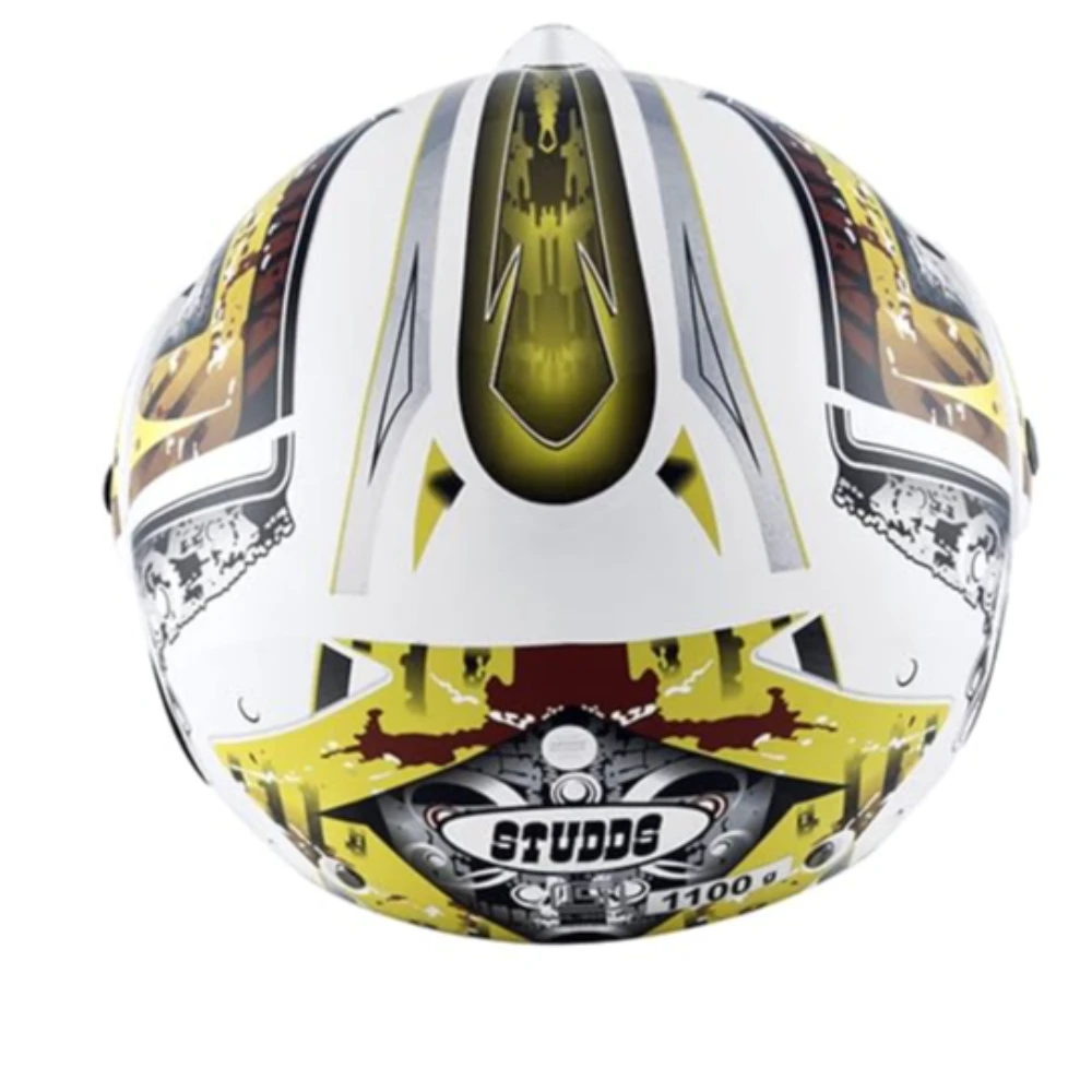 Studds Marshall D2 Open Face Helmet (White Yellow, M)