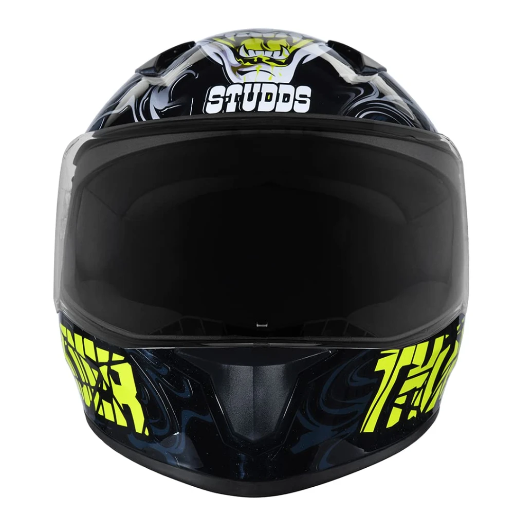 Studds Thunder Full Face Helmet D9 with Clear Visor (Black N5, M)