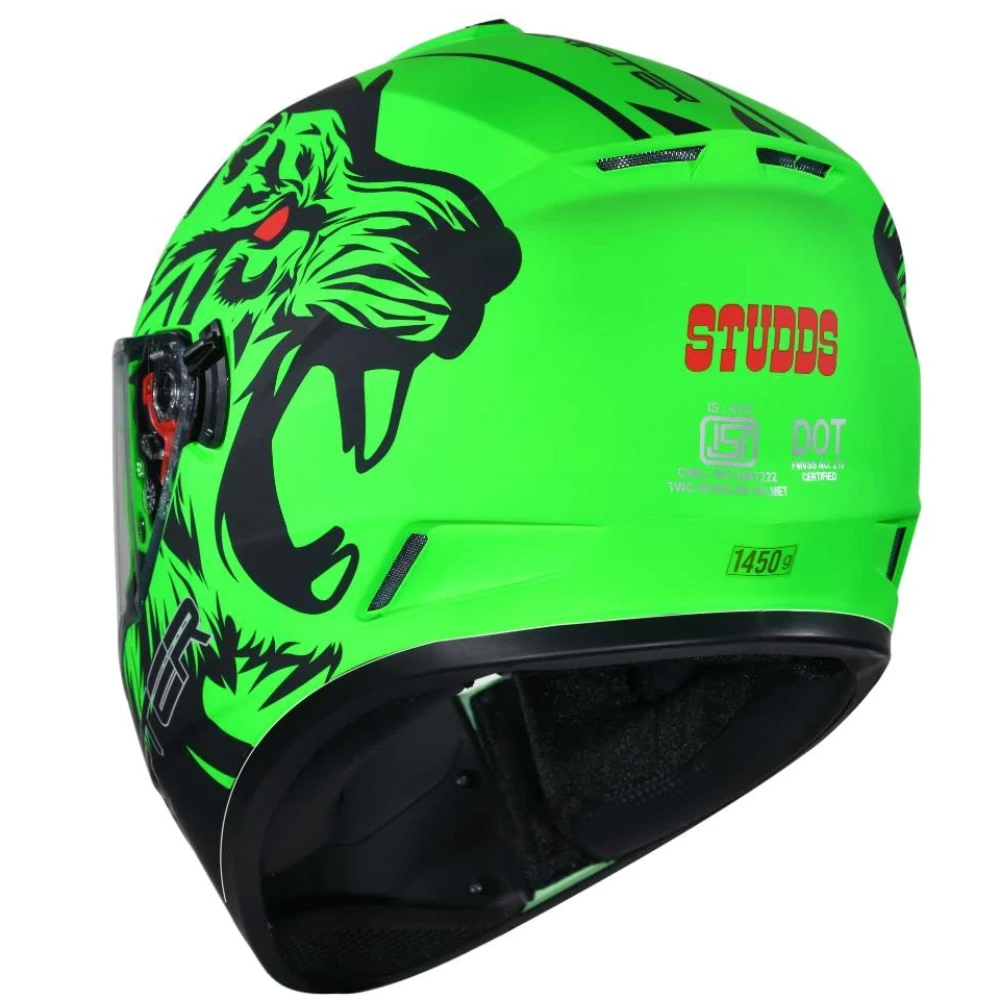 Studds Drifter Full Face Helmet Matt Green N9, Size: M(57-58cm)