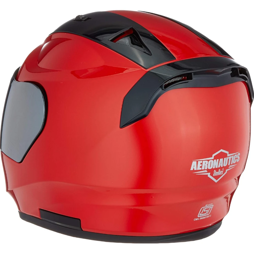 Steelbird SA-1 Aeronautics Full Face Helmet Red, Size: M(55-56 cm)