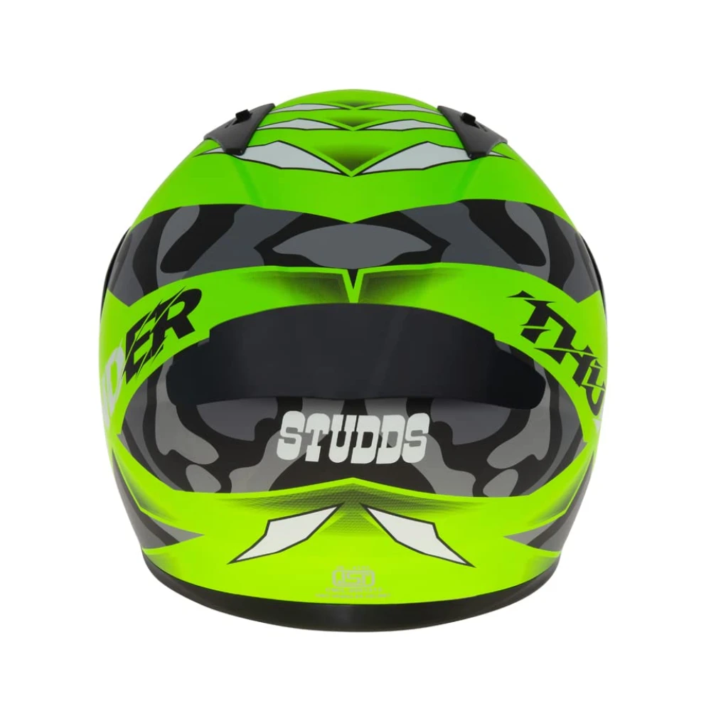 Studds Thunder Full Face Helmet D7 with Clear Visor (Matt Neon Green N9, L)