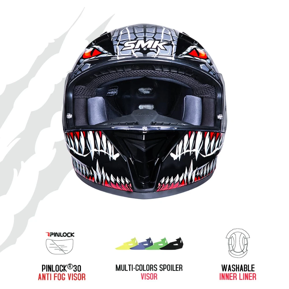 Smk Stellar Sports Taotei Helmet Ece-06 Certified with Anti Fog Clear Visor for Men and Women
