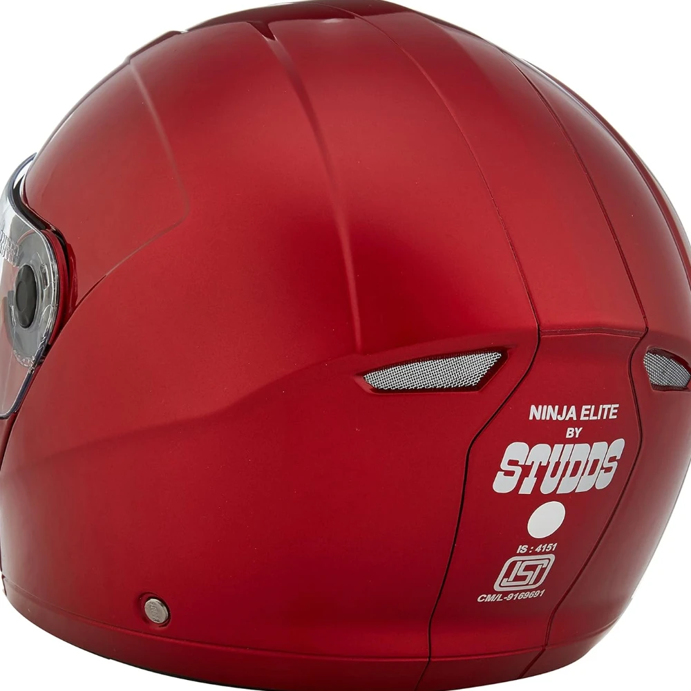 STUDDS Ninja Elite SUPER Flip Up Full Face Helmet (Cherry Red, XL)
