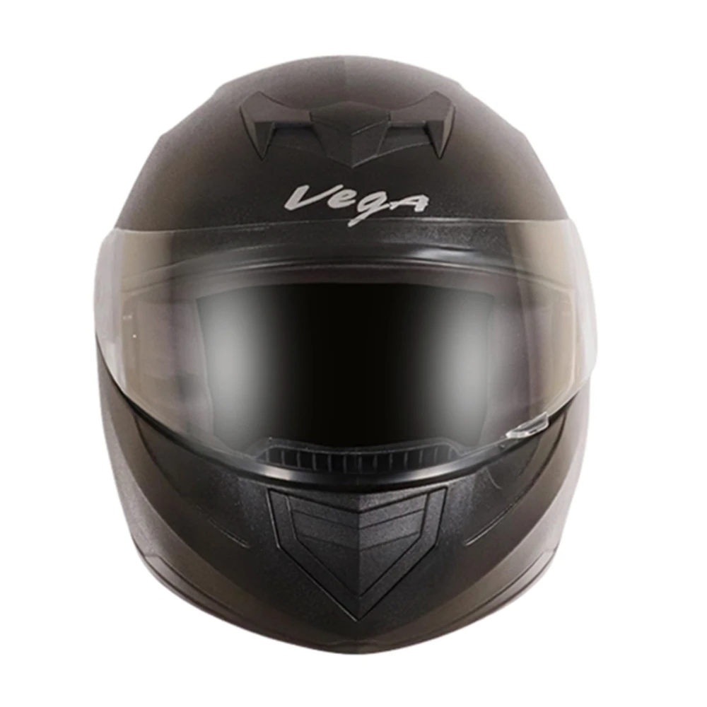 Vega Edge ISI Certified Full Face Gloss Finish Helmet for Men and Women with Clear Visor(Black, Size:L)