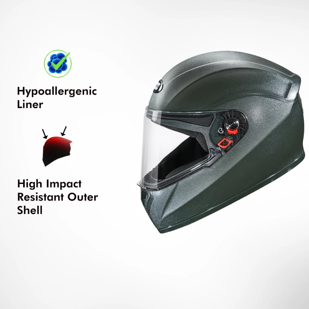 STUDDS Crest Eco ISI Certified Full Face Helmet for Men and Women with Clear Visor