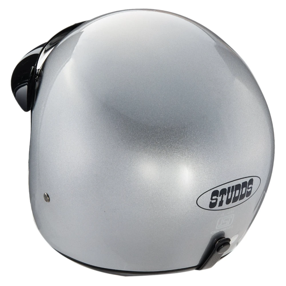 Studds JETSTAR Classic Plain Open Face Helmet (Silver and Grey, Medium)