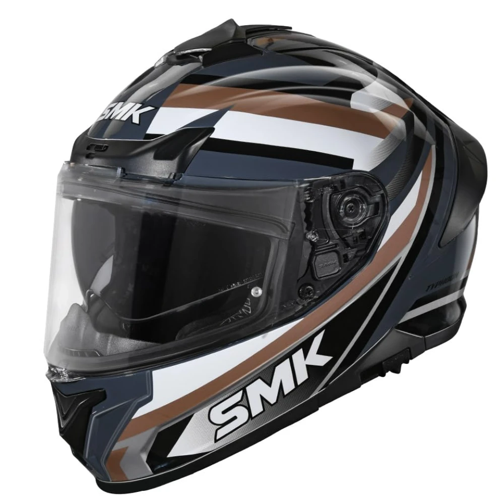 SMK Typhoon Freeride ISI ECE & DOT Certified Full Face Dual Visor Helmet for Men and Women with Pinlock Fitted Clear Visor and Inner Sun Visor ( GL627 - 2XL )