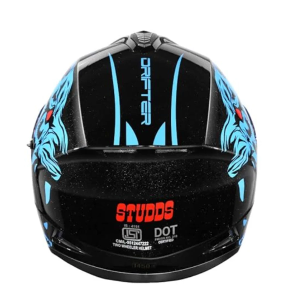 Studds Drifter Full Face Helmet Black N1, Size: M(57-58cm)