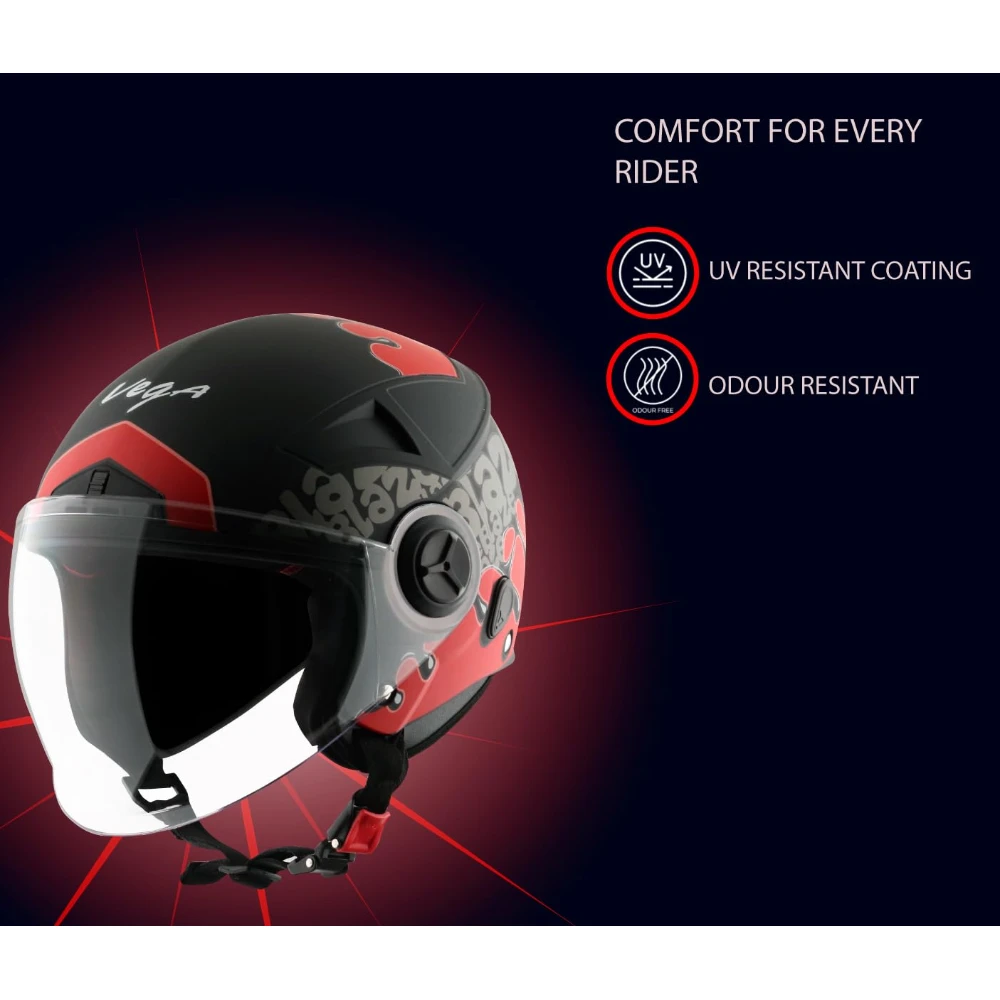 Vega Blaze Dx Bz2 Full Face Motorcycling Helmet Dull Black Red-M