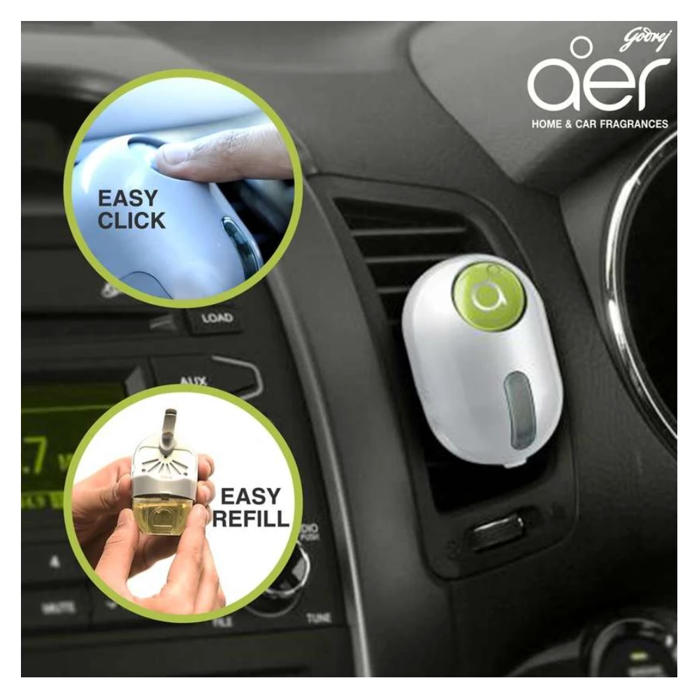 Godrej Aer Click Fresh Lush Green Car Freshener Diffuser Click Gel (10g)