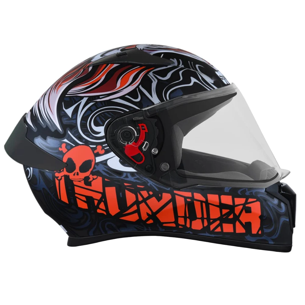 Studds Thunder Full Face Helmet D9 with Clear Visor (Matt Black N2, L)