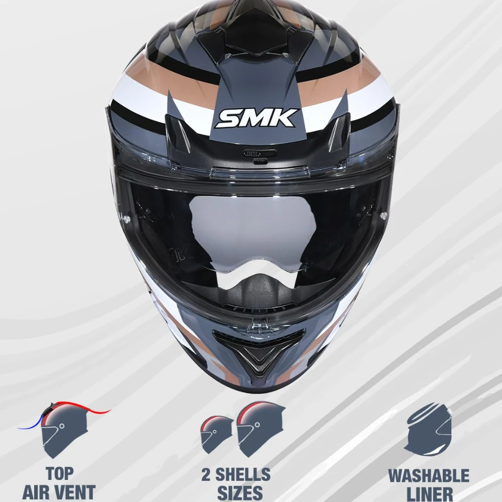 SMK Typhoon Freeride ISI ECE & DOT Certified Full Face Dual Visor Helmet for Men and Women with Pinlock Fitted Clear Visor and Inner Sun Visor ( GL627 - M )