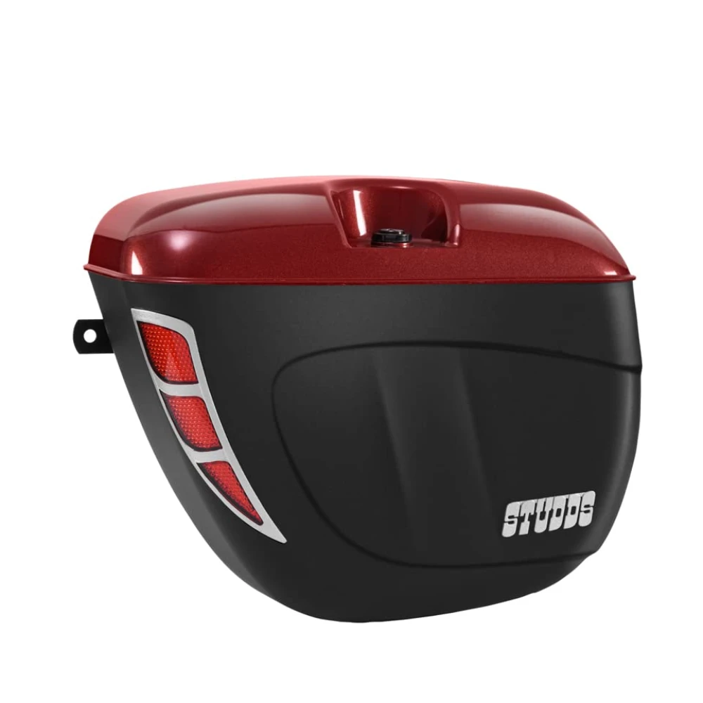 Studds Safari Plastic Box with Main Frame with Universal Fitment Clamps (Cherry Red)(Rectangular)