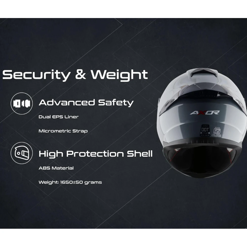 Axor Saber ISI ECE and Dot Certified Lightweight Full Face Helmet for Men and Women with Pinlock Fitted Clear Visor and Advanced Ventilation-Nardo Grey-M, Motorcycling
