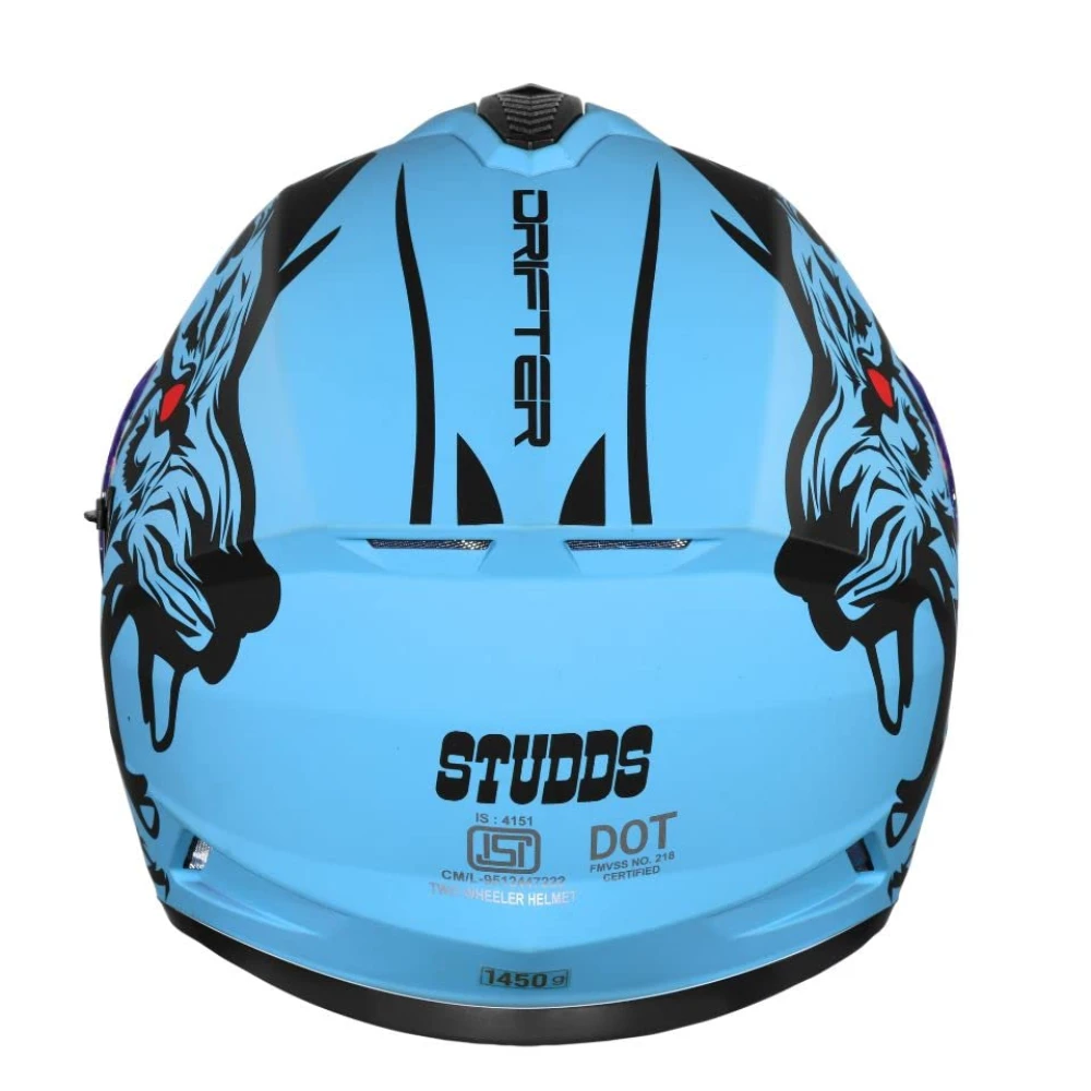 Studds Drifter Full Face Helmet Matt Blue N9, Size: XL(60 cm)