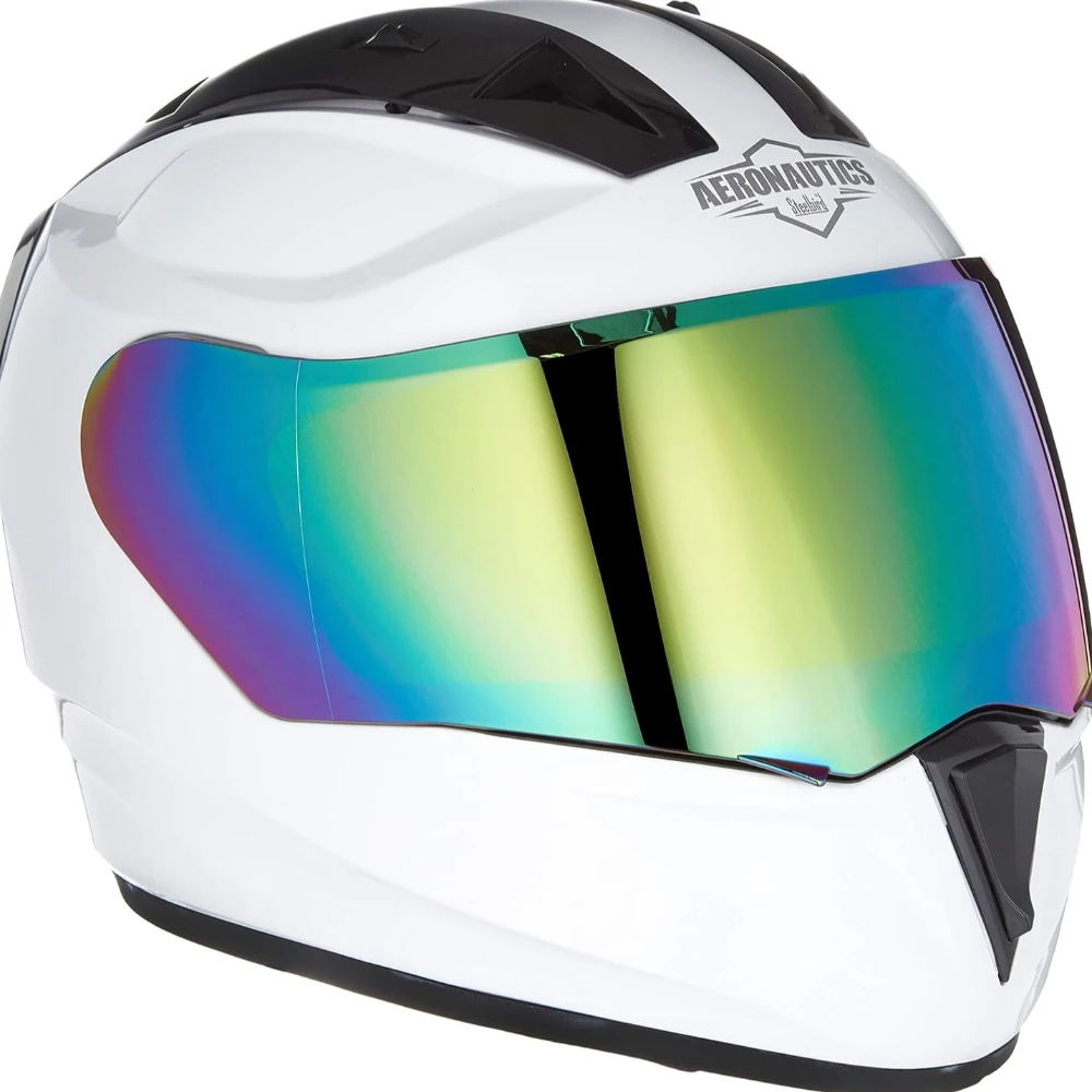 Steelbird SA-1 Aeronautics Full Face Helmet White, Size: M(55-56 cm)