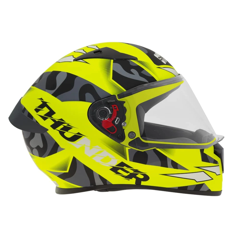 Studds Thunder Full Face Helmet D7 with Clear Visor (Matt Neon Yellow N9, L)