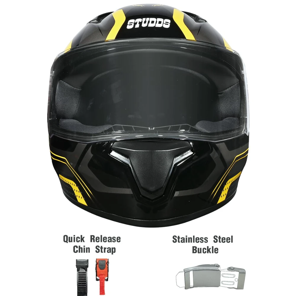 Studds Thunder D2 Draken ISI and DOT Certified Full Face Helmet for Men and Women with Spoiler and Clear Visor