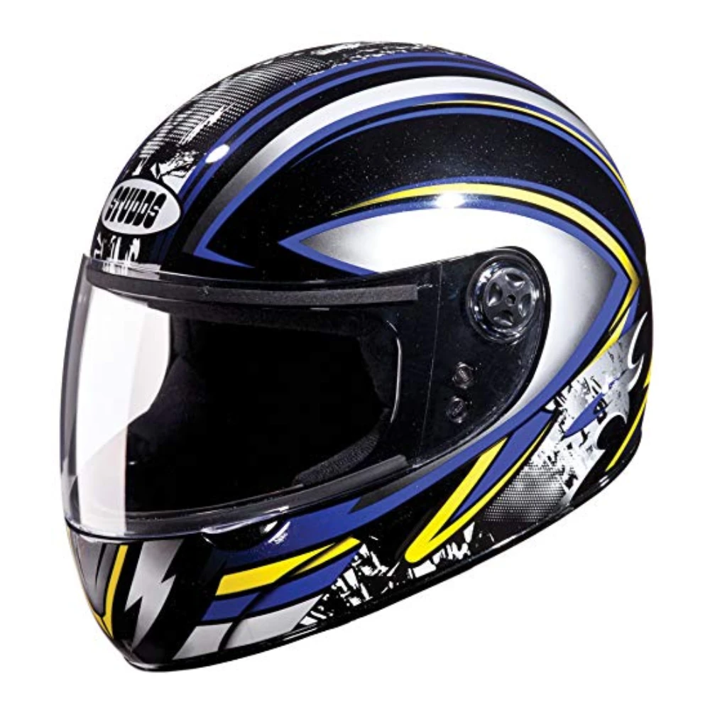 Studds Chrome Super D1 Full Face Helmet (Black and Blue, XL 600MM)