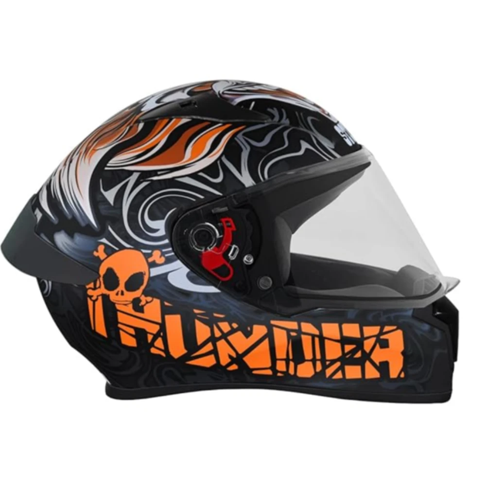 Studds Thunder Full Face Helmet D9 with Clear Visor (Matt Black N10, L)