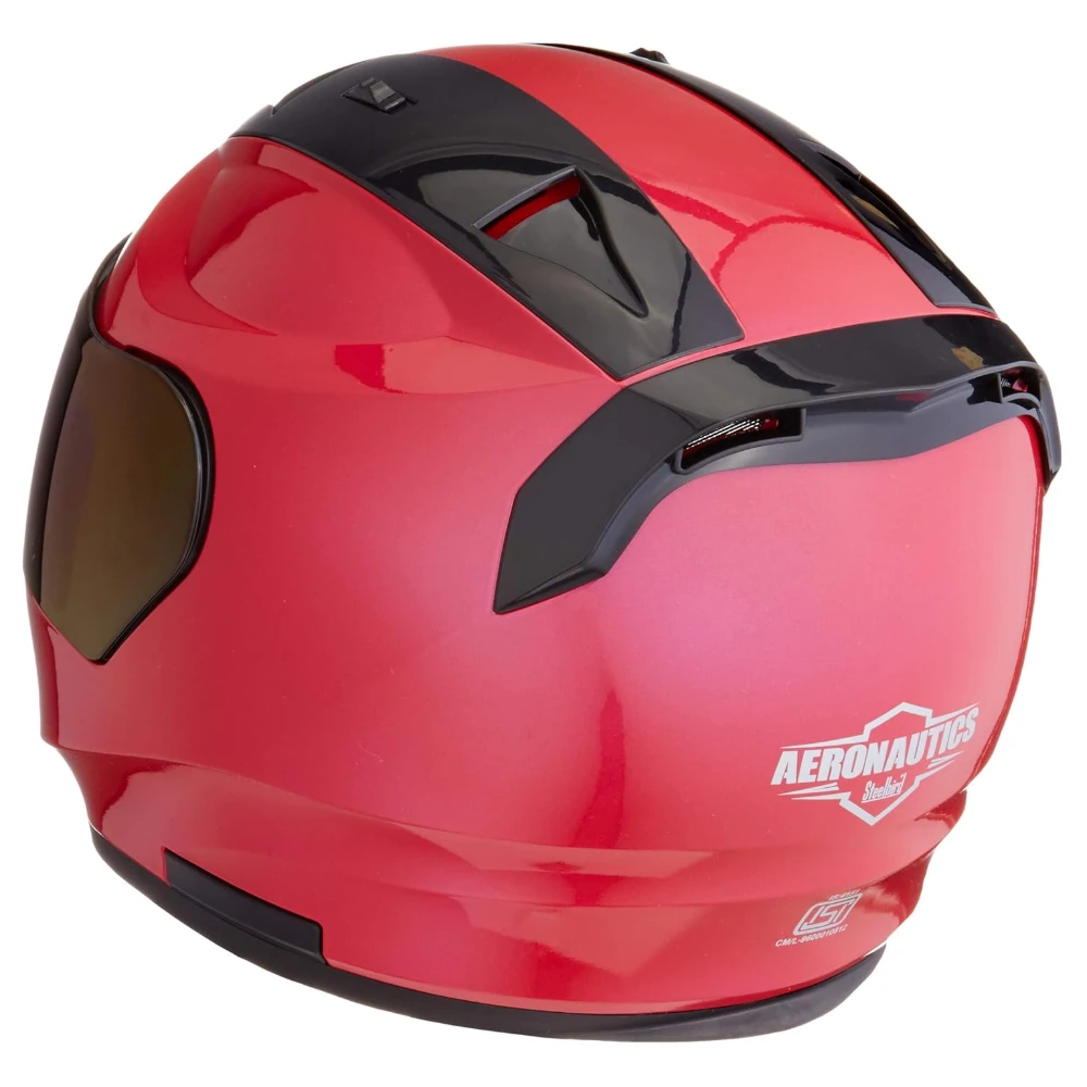 Steelbird SA-1 Aeronautics Full Face Helmet with Blue Visor (Glossy Hot Pink, L)
