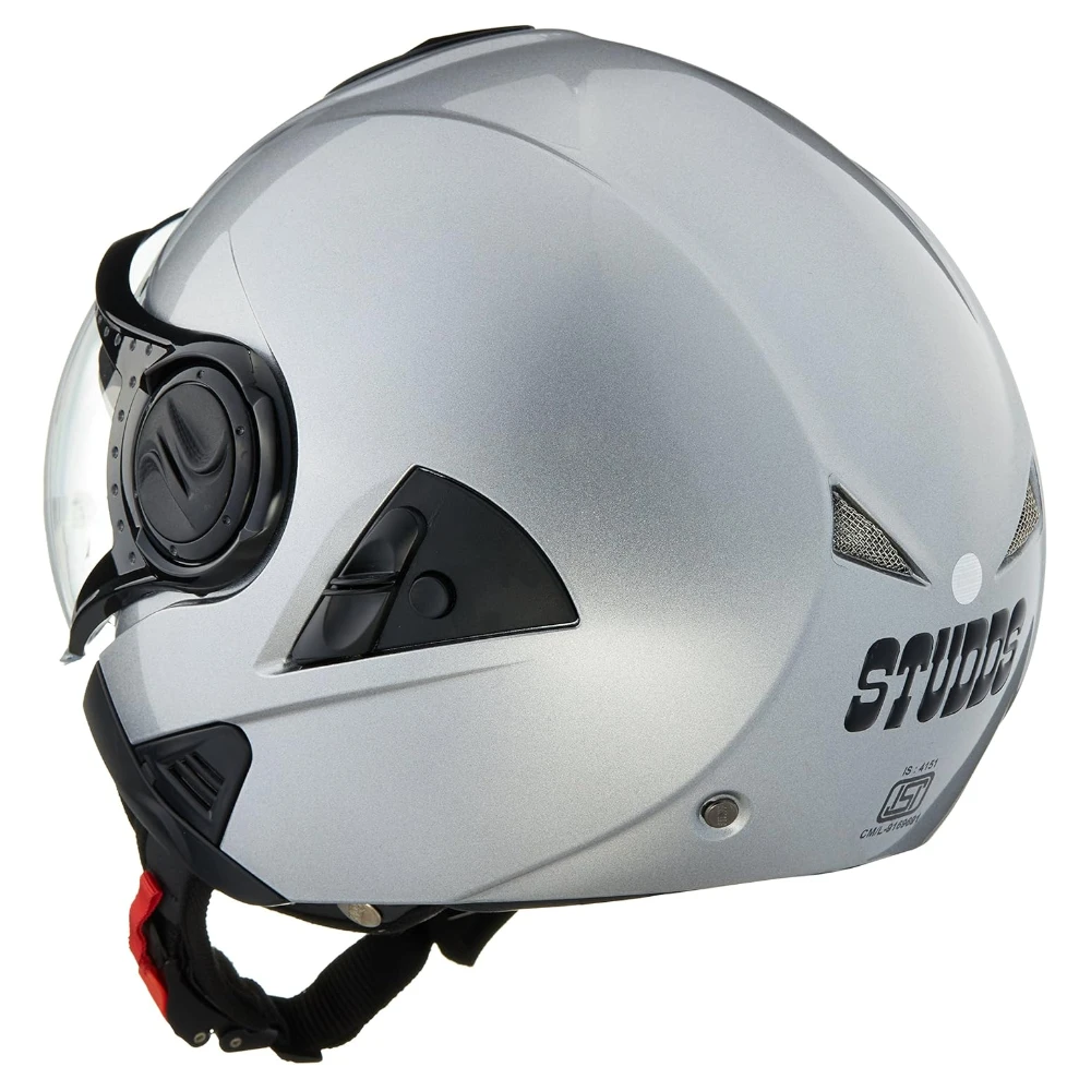 STUDDS DOWNTOWN Open Face Helmet (Silver Grey, Large)