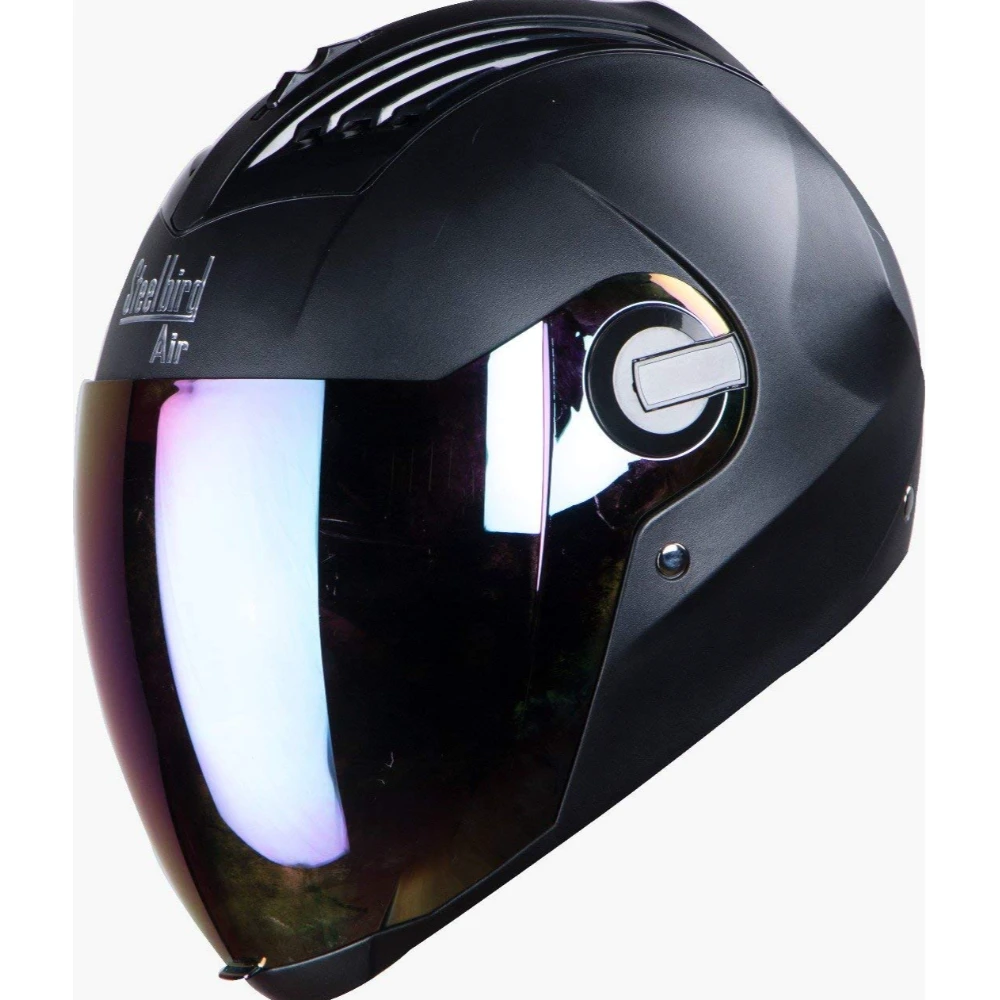 Steelbird SBA-2 Matt Black Helmet with Rainbow Visor, 580mm