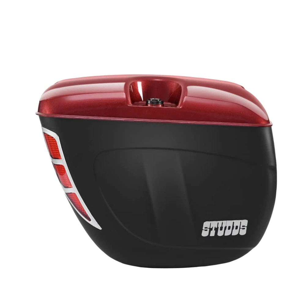 Studds Safari Plastic Box with Main Frame with Universal Fitment Clamps (Cherry Red)(Rectangular)