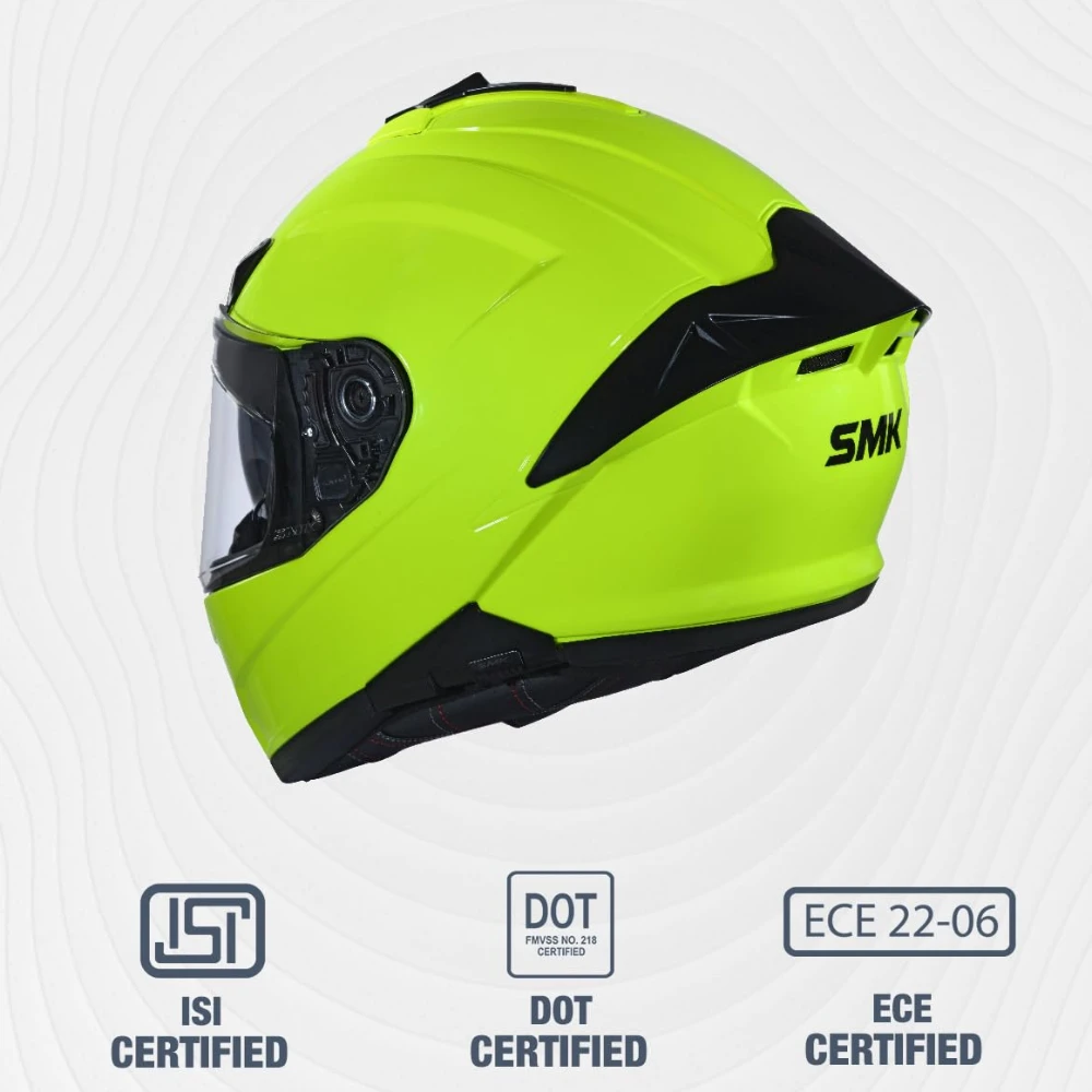 SMK Typhoon Solid ISI ECE & DOT Certified Full Face Dual Visor Helmet for Men and Women with Pinlock Fitted Clear Visor and Inner Sun Visor