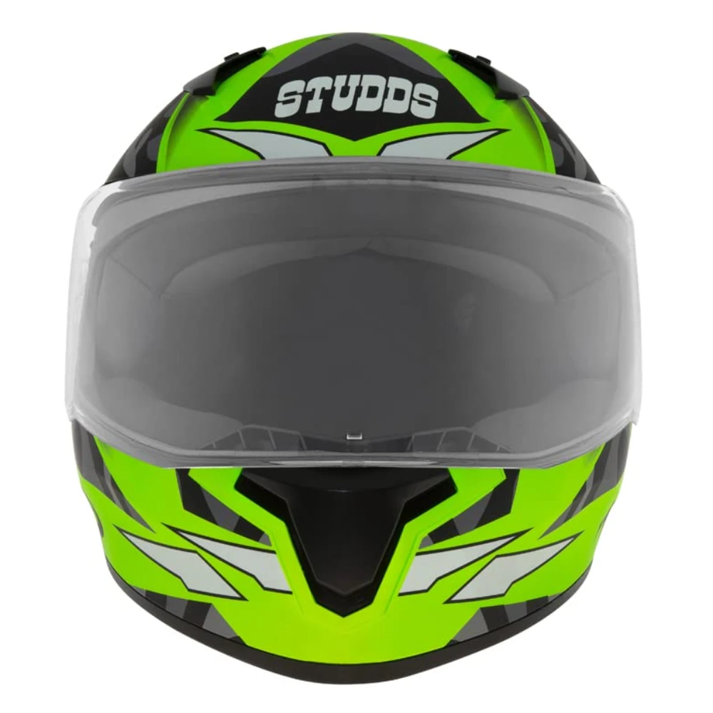 Studds Thunder Full Face Helmet D7 with Clear Visor (Matt Neon Green N9, M)