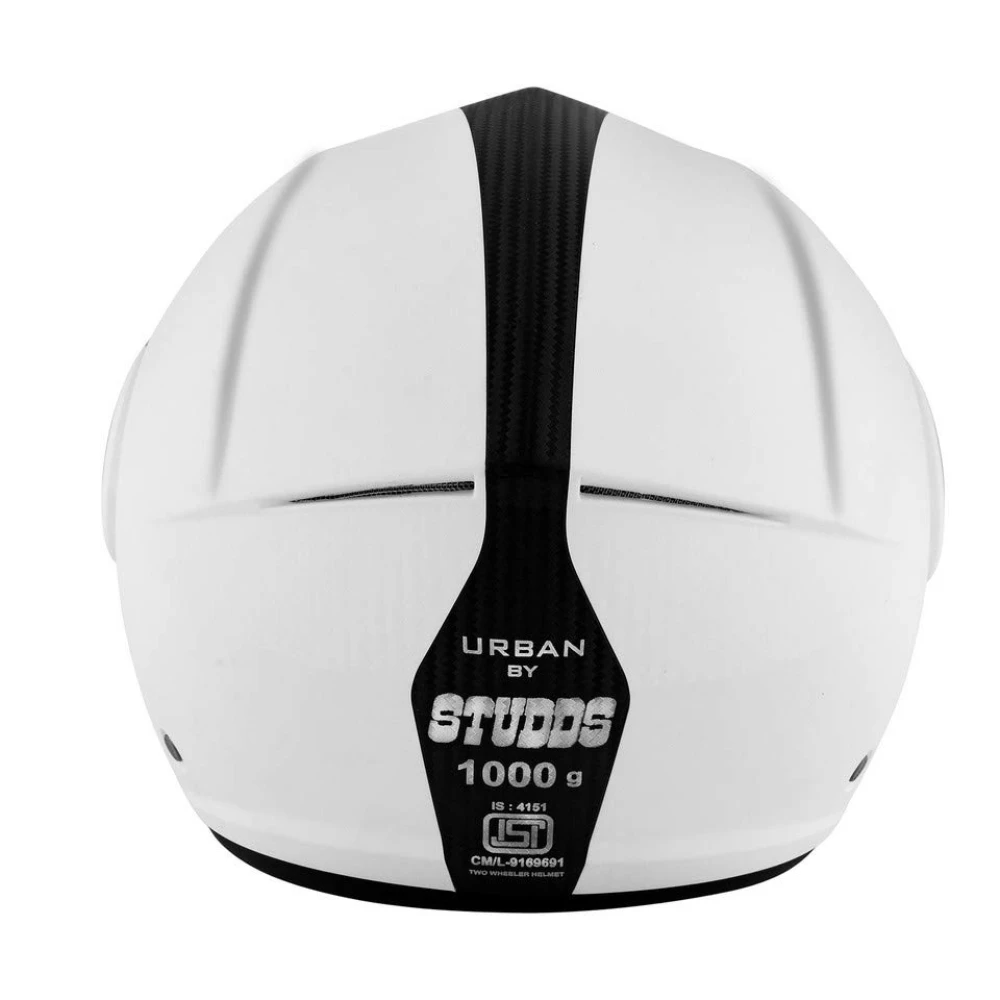 Studds Urban O/F Helmet WHI/BK Strip(M) | White Black
