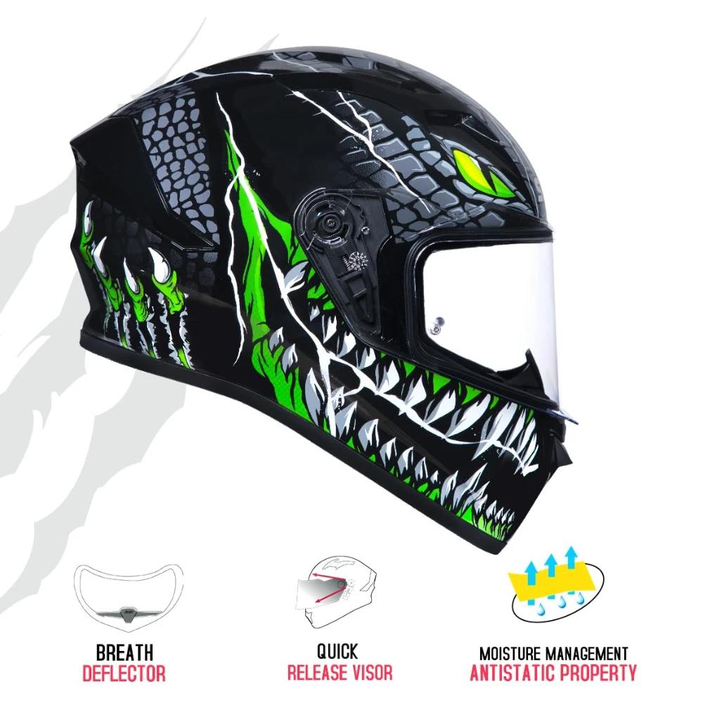 SMK Stellar Sports Taotei Helmet Ece-06 Certified with Anti Fog Clear Visor for Men and Women