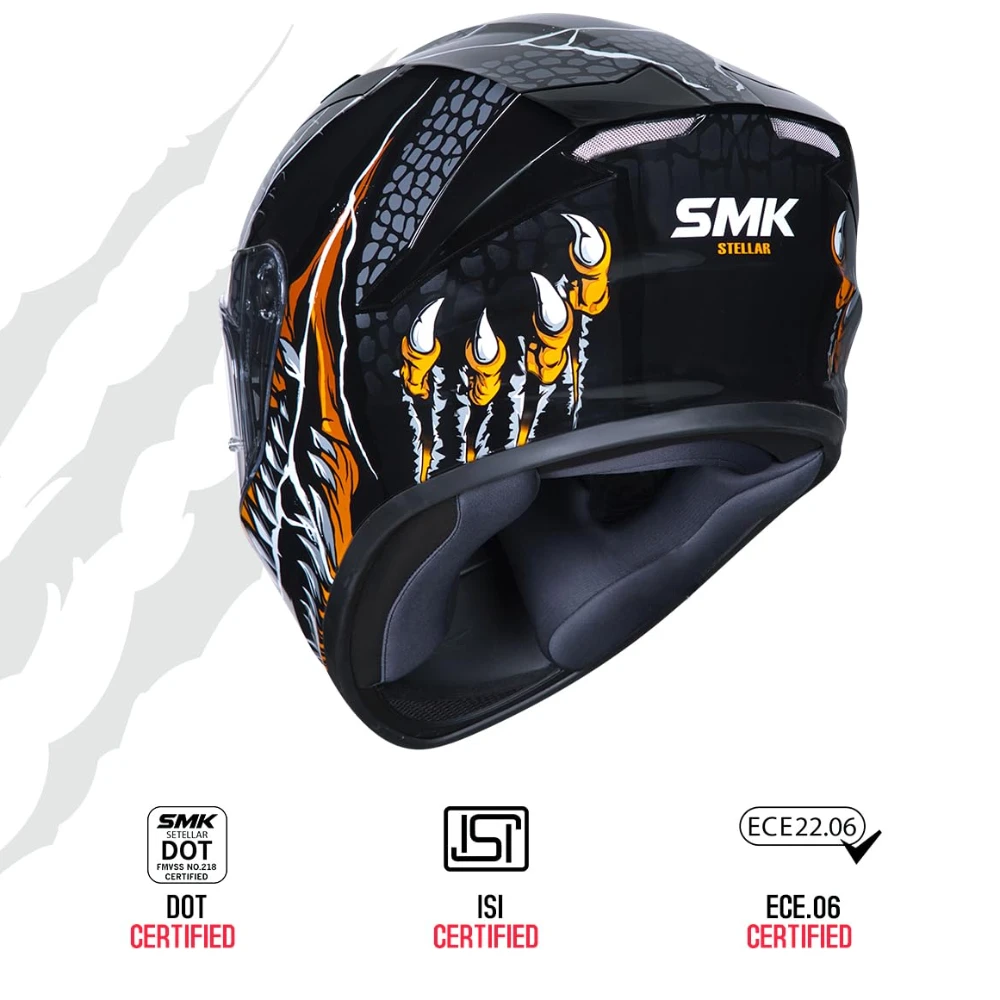 Smk Stellar Sports Taotei Helmet Ece-06 Certified with Anti Fog Clear Visor for Men and Women