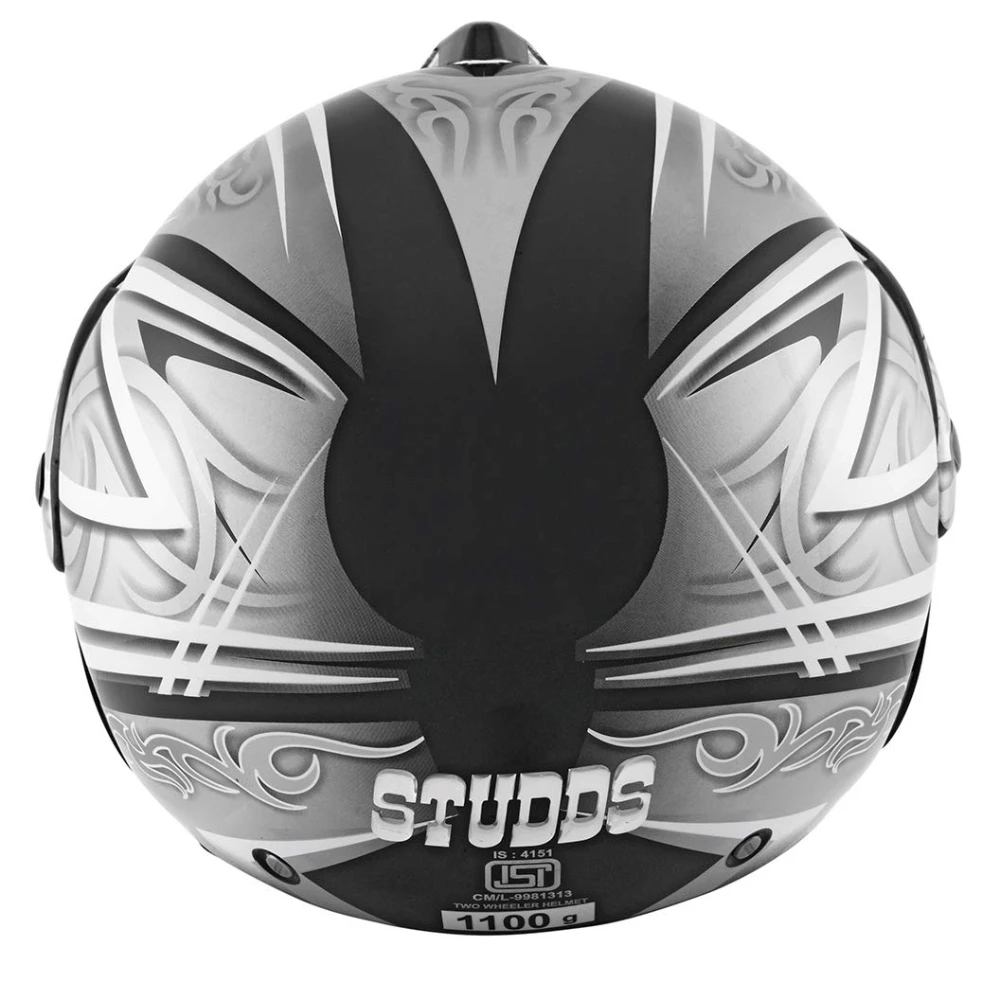 Studds Marshall D3 Open Face Helmet (Black Grey, x-large)