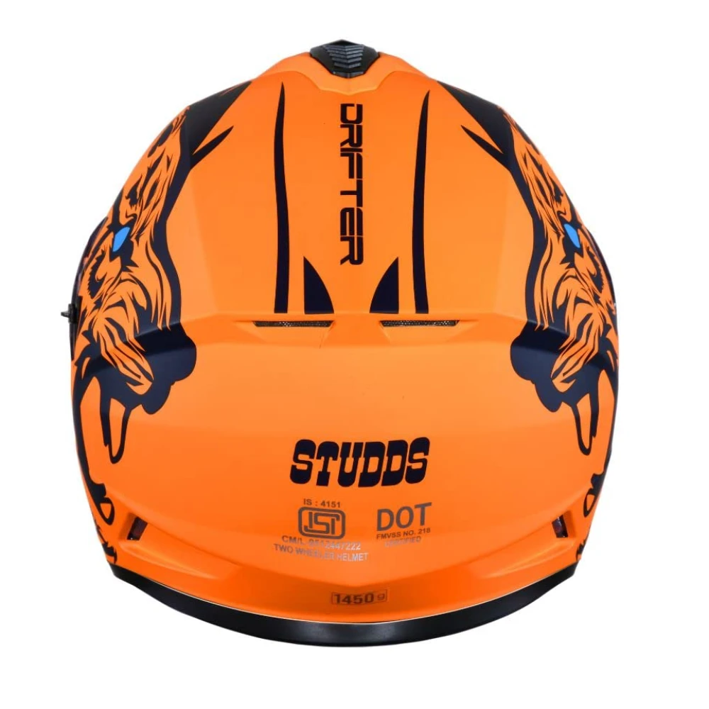 Studds Drifter Full Face Helmet Matt Orange N1, Size: L(58-60cm)