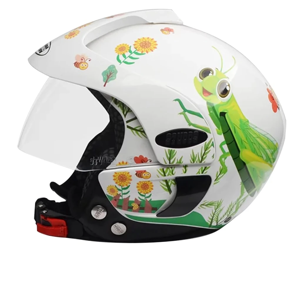 Studds Marshall D3 Open Face Lightweight Kids Motorcycling Helmet(White-XXXL)