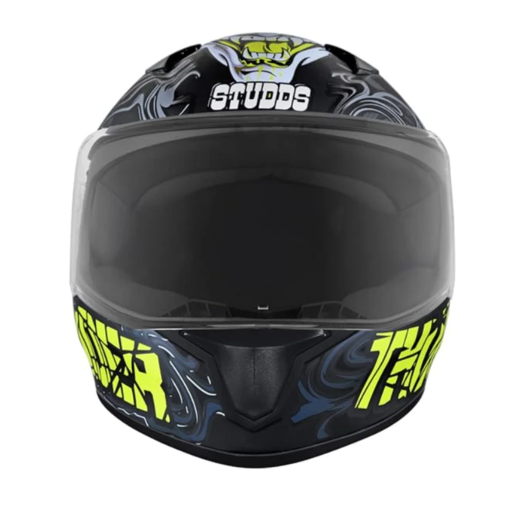 Studds Thunder Full Face Helmet D9 with Clear Visor (Matt Black N5, XL)