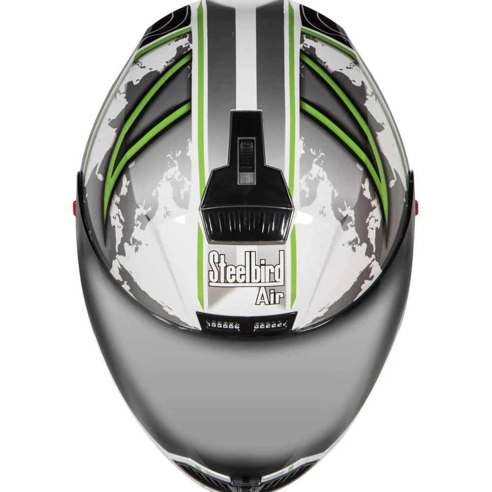 Steelbird SBA-1 Racer White and Green with plain visor,600mm