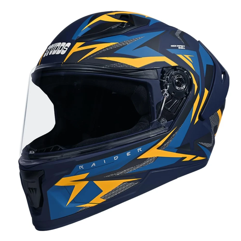 STUDDS Raider Skulpt ISI Certified Full Face Helmet for Men and Women with Spoilor and Clear Visor